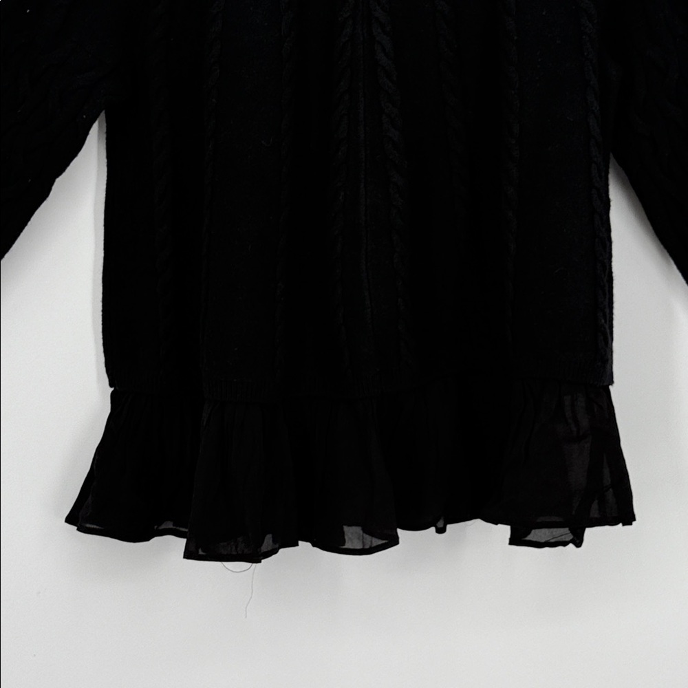 By Anthropologie Mock-Neck Sheer Mixed Media Sweater Size S - Picture 6 of 9